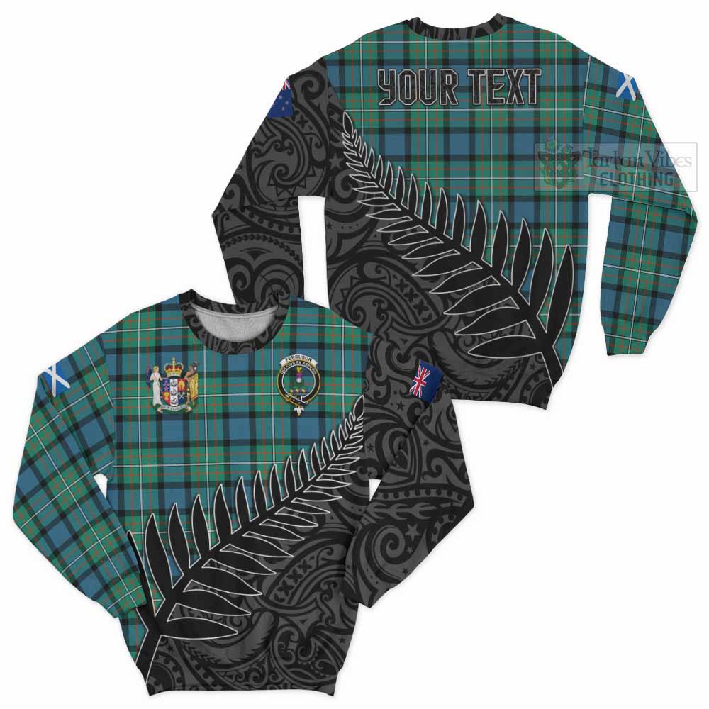 Tartan Vibes Clothing Ferguson (Fergusson) Crest Tartan Sweatshirt with New Zealand Silver Fern Half Style