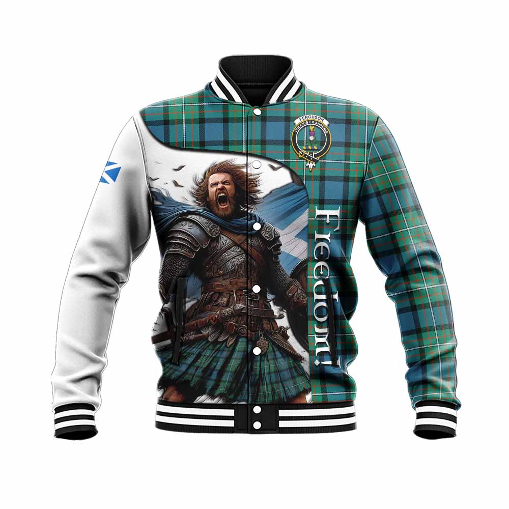 Tartan Vibes Clothing Ferguson (Fergusson) Crest Tartan Baseball Jacket Inspired by the Freedom of Scottish Warrior