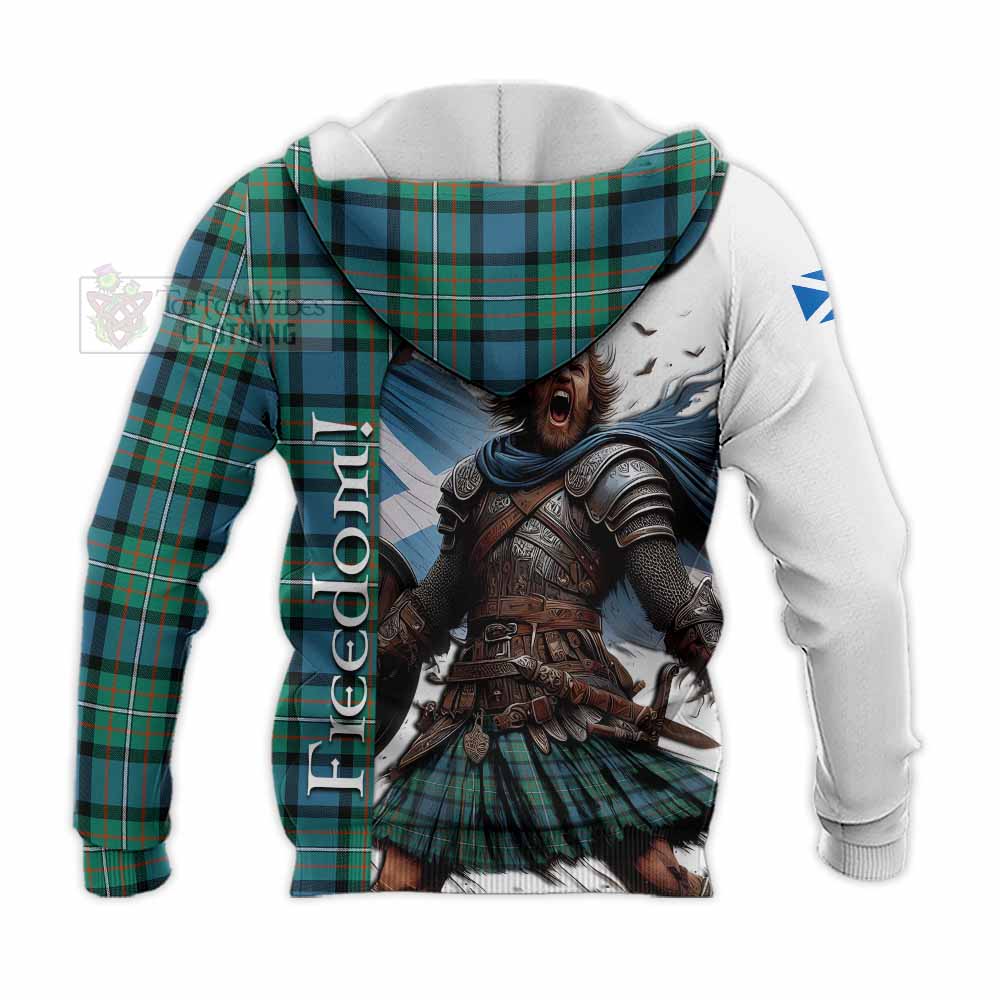 Tartan Vibes Clothing Ferguson (Fergusson) Crest Tartan Knitted Hoodie Inspired by the Freedom of Scottish Warrior