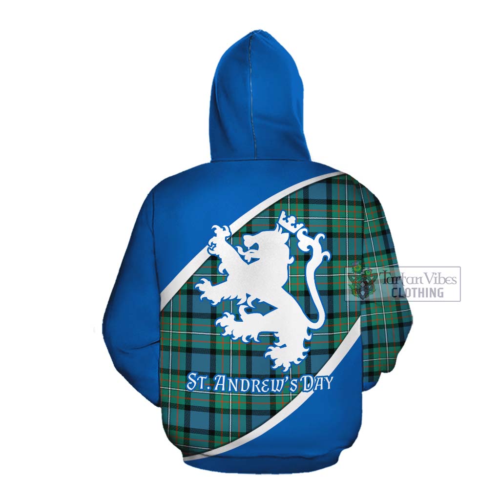 Tartan Vibes Clothing Ferguson (Fergusson) Family Crest Tartan Cotton Hoodie Celebrate Saint Andrew's Day in Style