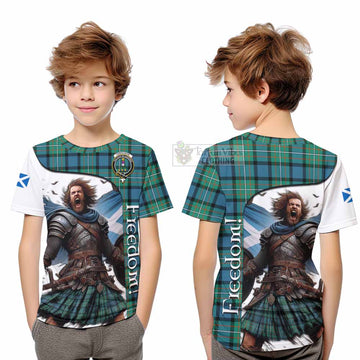 Ferguson (Fergusson) Crest Tartan Kid T-Shirt Inspired by the Freedom of Scottish Warrior