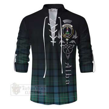 Ferguson (Fergusson) Tartan Ghillie Kilt Shirt Featuring Alba Gu Brath Family Crest Celtic Inspired