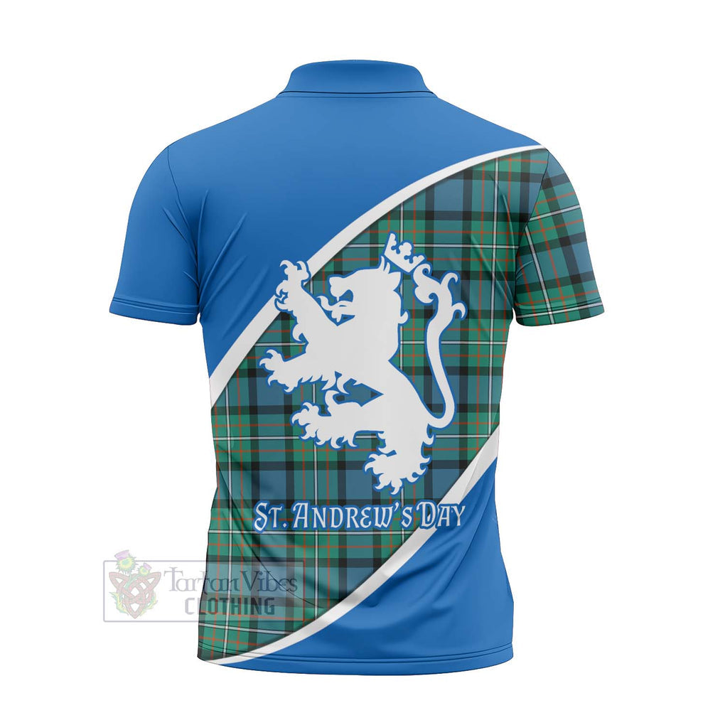 Tartan Vibes Clothing Ferguson (Fergusson) Family Crest Tartan Zipper Polo Shirt Celebrate Saint Andrew's Day in Style