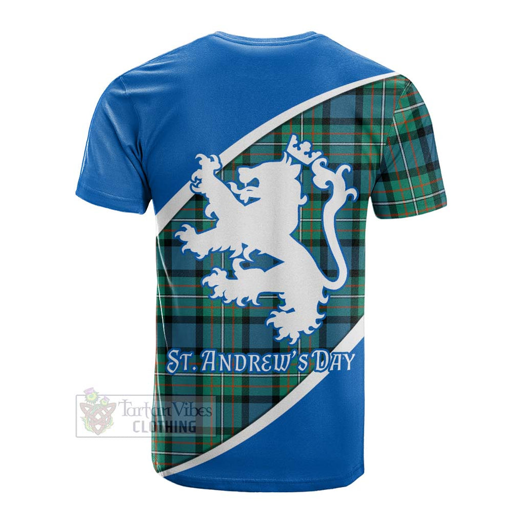 Tartan Vibes Clothing Ferguson (Fergusson) Family Crest Tartan Cotton T-shirt Celebrate Saint Andrew's Day in Style