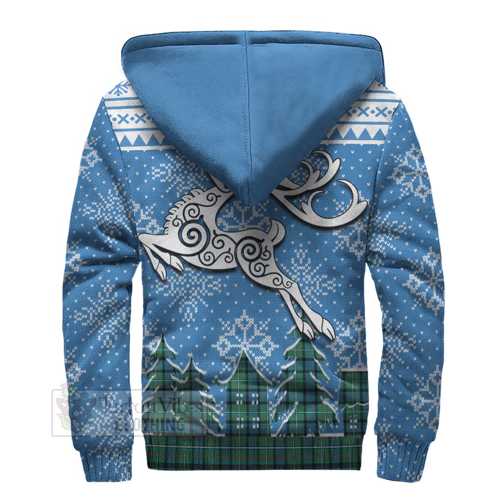 Tartan Vibes Clothing Ferguson (Fergusson) Clan Christmas Sherpa Hoodie Celtic Reindeer Style