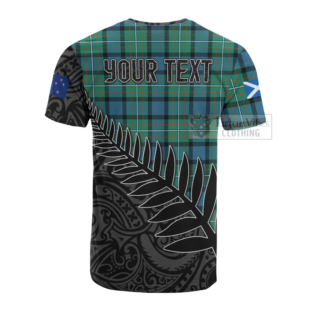 Tartan Vibes Clothing Ferguson (Fergusson) Crest Tartan Cotton T-shirt with New Zealand Silver Fern Half Style