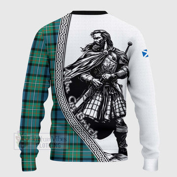 Ferguson (Fergusson) Tartan Clan Crest Knitted Sweater with Highlander Warrior Celtic Style