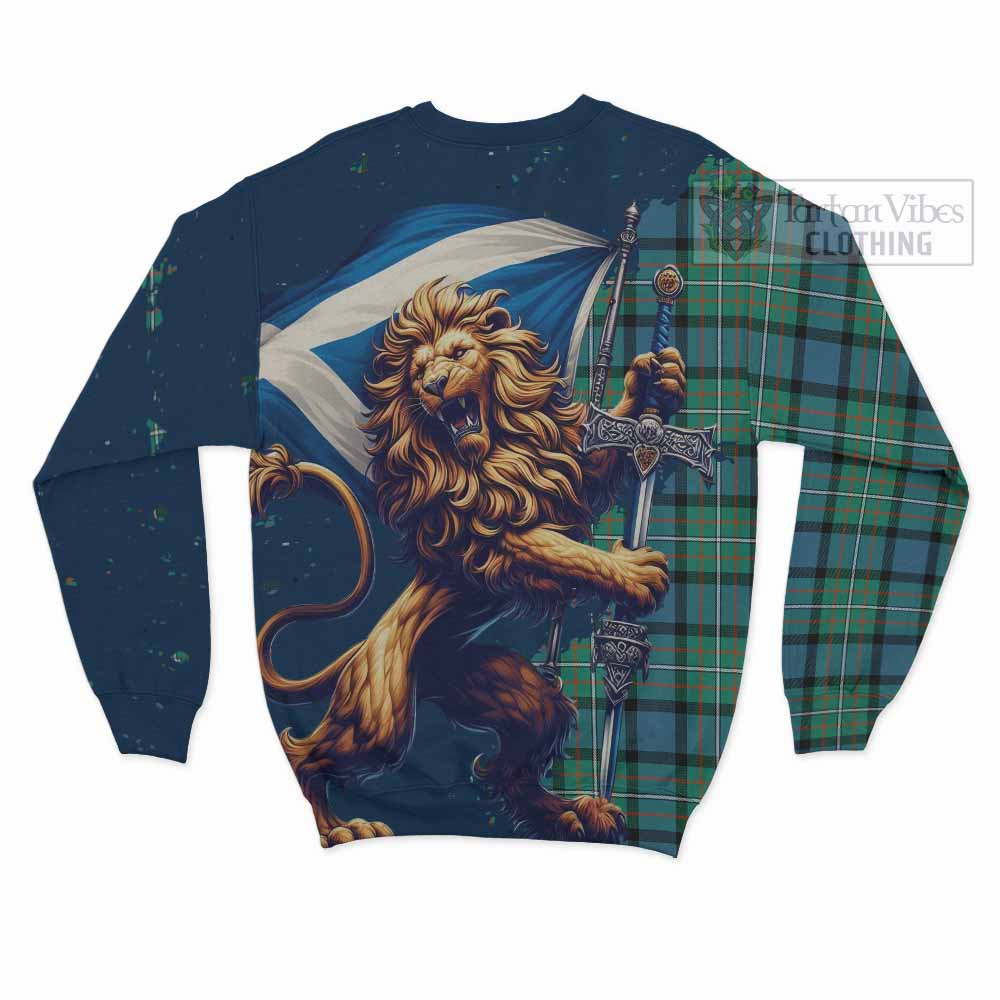 Tartan Vibes Clothing Ferguson (Fergusson) Tartan Family Crest Sweatshirt with Scottish Majestic Lion