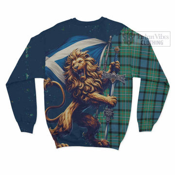 Ferguson (Fergusson) Tartan Family Crest Sweatshirt with Scottish Majestic Lion