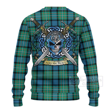 Ferguson (Fergusson) Tartan Ugly Sweater with Family Crest Celtic Skull Style