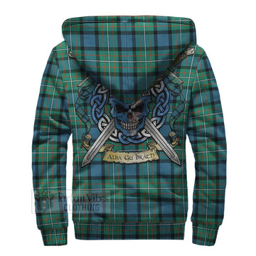 Ferguson (Fergusson) Tartan Sherpa Hoodie with Family Crest Celtic Skull Style