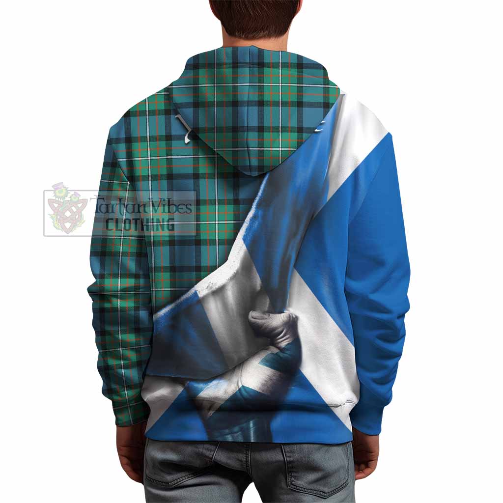 Tartan Vibes Clothing Ferguson (Fergusson) Tartan Hoodie with Family Crest Scotland Patriotic Style