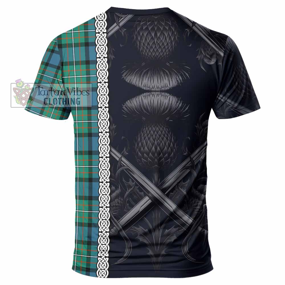 Tartan Vibes Clothing Ferguson (Fergusson) Tartan T-Shirt with Family Crest Cross Sword Thistle Celtic Vibes