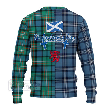 Ferguson (Fergusson) Tartan Knitted Sweater Happy St. Andrew's Day Half Tartan Style