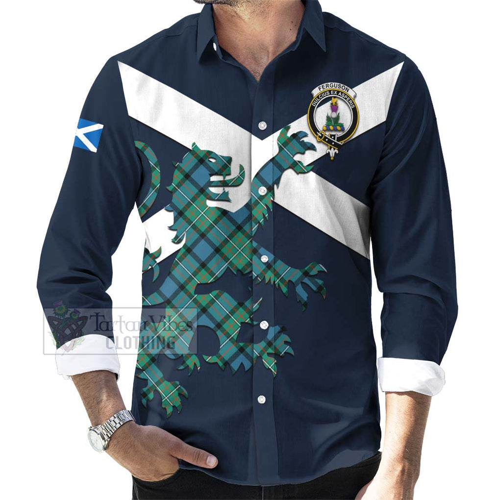 Tartan Vibes Clothing Ferguson (Fergusson) Tartan Lion Rampant Long Sleeve Button Shirt – Proudly Display Your Heritage with Alba Gu Brath and Clan Name