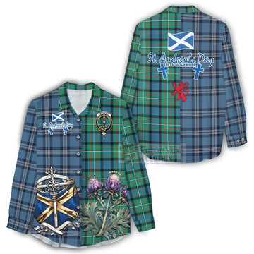 Ferguson (Fergusson) Tartan Women's Casual Shirt Happy St. Andrew's Day Half Tartan Style