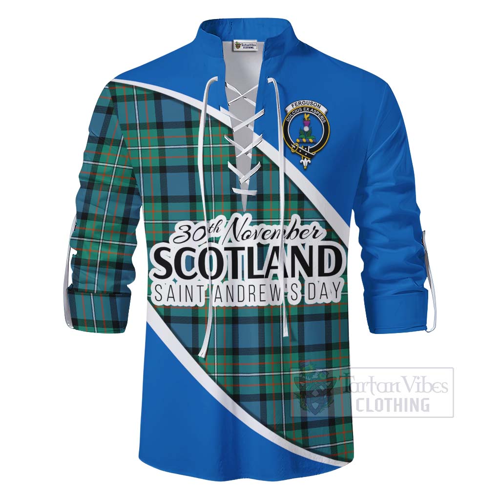 Tartan Vibes Clothing Ferguson (Fergusson) Family Crest Tartan Ghillie Kilt Shirt Celebrate Saint Andrew's Day in Style