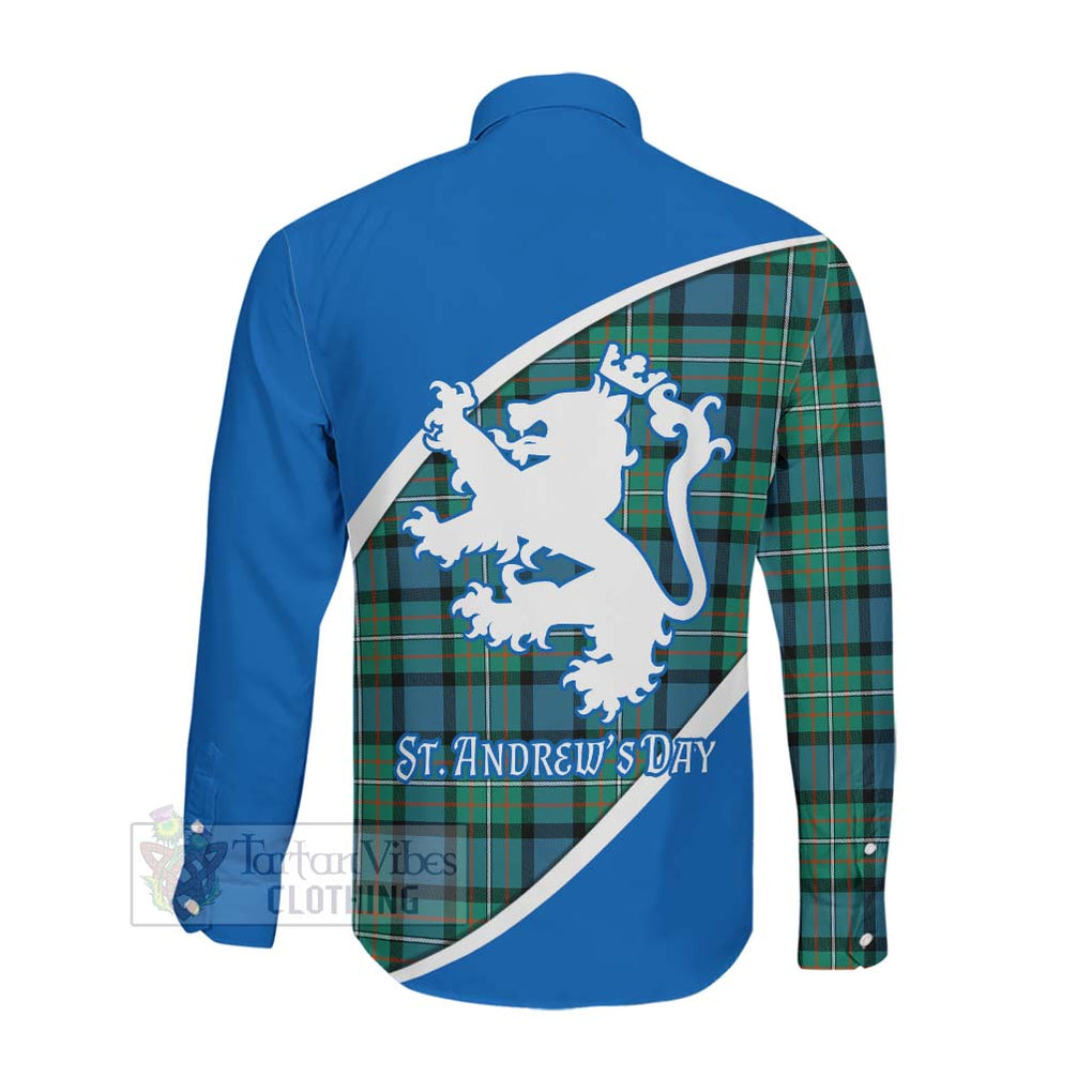 Tartan Vibes Clothing Ferguson (Fergusson) Family Crest Tartan Long Sleeve Button Shirt Celebrate Saint Andrew's Day in Style