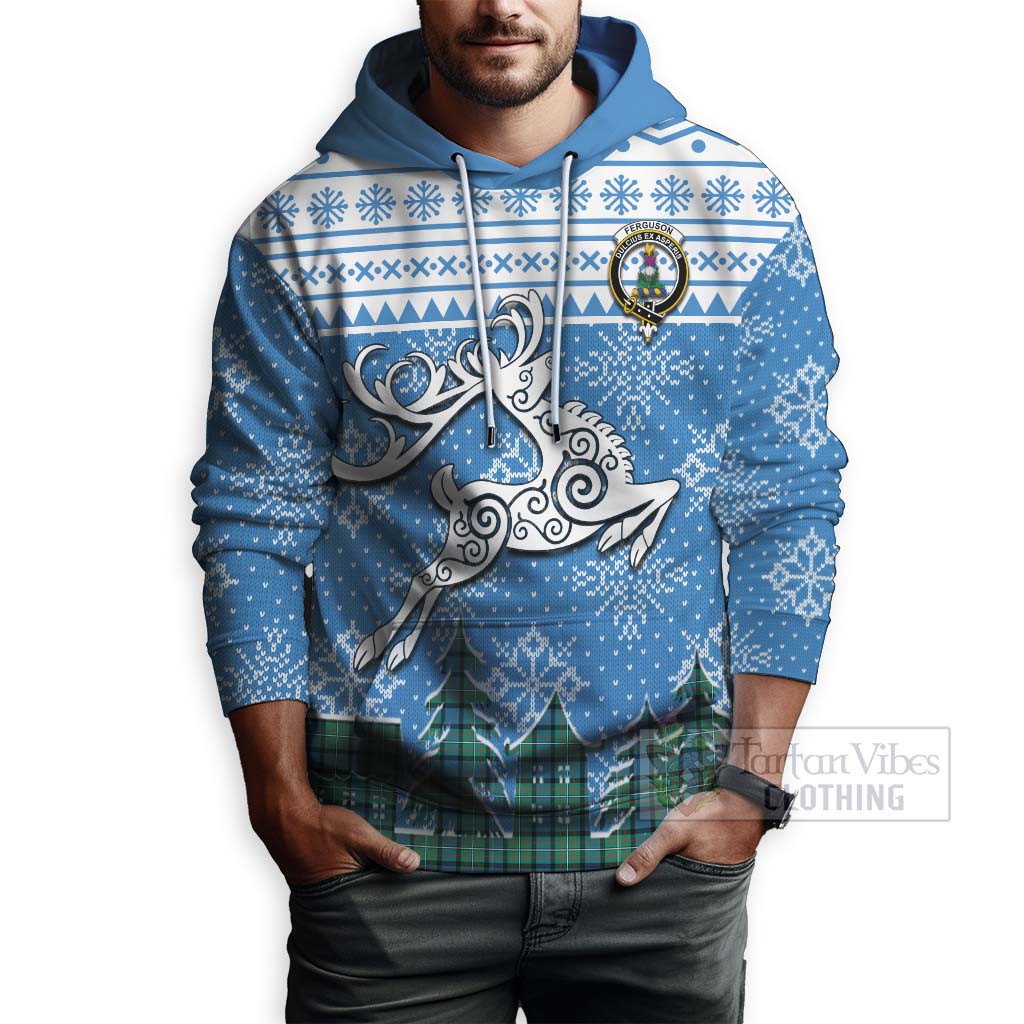 Tartan Vibes Clothing Ferguson (Fergusson) Clan Christmas Hoodie Celtic Reindeer Style