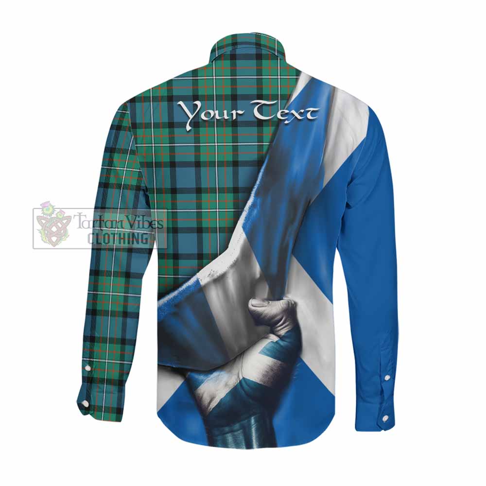 Tartan Vibes Clothing Ferguson (Fergusson) Tartan Long Sleeve Button Shirt with Family Crest Scotland Patriotic Style