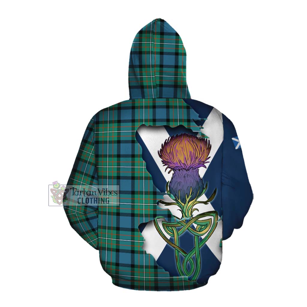 Ferguson (Fergusson) Tartan Family Crest Cotton Hoodie Scottish Thistle Celtic Inspired Pullover Hoodie - Tartan Vibes Clothing
