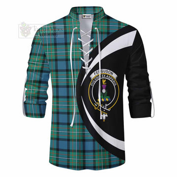 Ferguson (Fergusson) Tartan Ghillie Kilt Shirt with Family Crest Circle Style