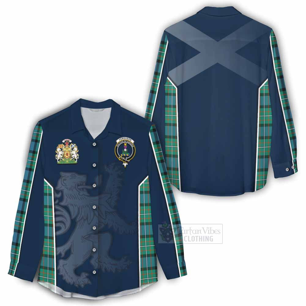 Tartan Vibes Clothing Ferguson (Fergusson) Tartan Women's Casual Shirt with Family Crest and Lion Rampant Vibes Sport Style