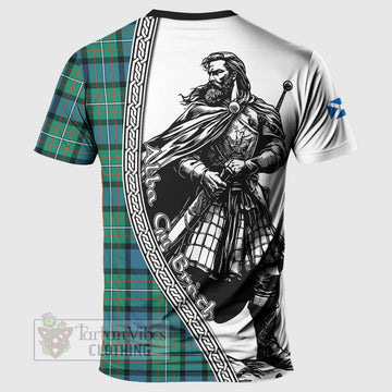 Ferguson (Fergusson) Tartan Clan Crest T-Shirt with Highlander Warrior Celtic Style