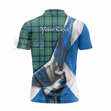 Ferguson (Fergusson) Tartan Zipper Polo Shirt with Family Crest Scotland Patriotic Style