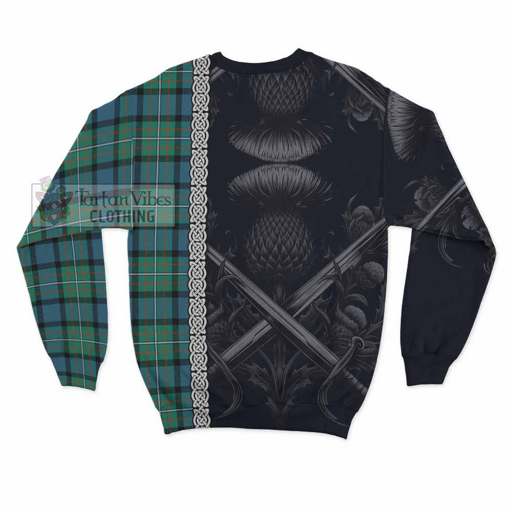 Tartan Vibes Clothing Ferguson (Fergusson) Tartan Sweatshirt with Family Crest Cross Sword Thistle Celtic Vibes