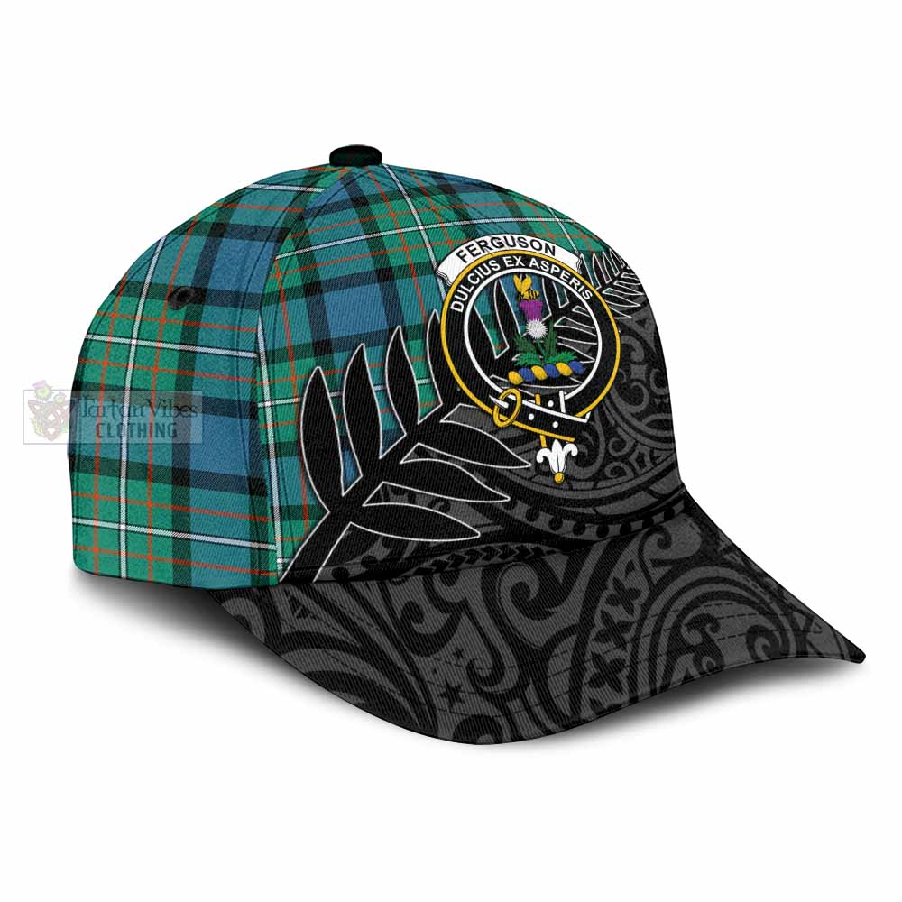 Tartan Vibes Clothing Ferguson (Fergusson) Tartan Classic Cap with New Zealand Silver Fern Half Style