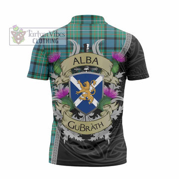 Ferguson (Fergusson) Tartan Family Crest Zipper Polo Shirt Lion Rampant Royal Thistle Shield Celtic Inspired - Tartan Vibes Clothing