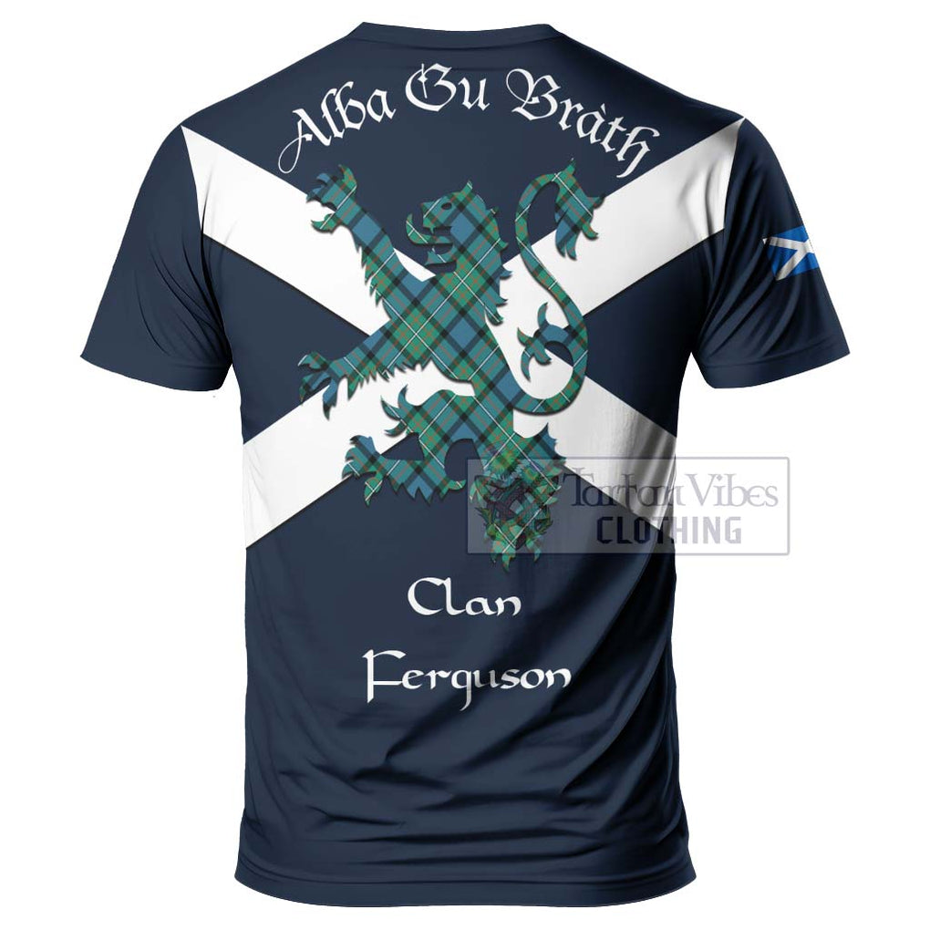 Tartan Vibes Clothing Ferguson (Fergusson) Tartan Lion Rampant T-Shirt – Proudly Display Your Heritage with Alba Gu Brath and Clan Name