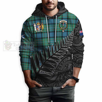 Ferguson (Fergusson) Crest Tartan Hoodie with New Zealand Silver Fern Half Style