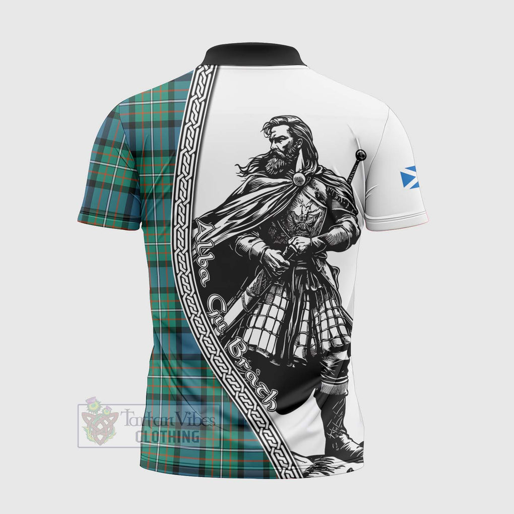 Tartan Vibes Clothing Ferguson (Fergusson) Tartan Clan Crest Zipper Polo Shirt with Highlander Warrior Celtic Style