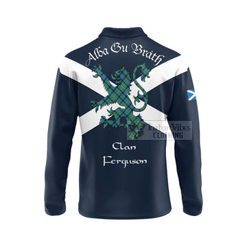 Ferguson (Fergusson) Tartan Lion Rampant Long Sleeve Polo Shirt  Proudly Display Your Heritage with Alba Gu Brath and Clan Name