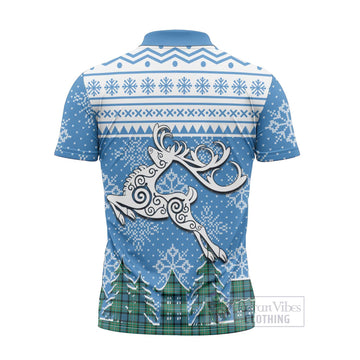 Ferguson (Fergusson) Clan Christmas Zipper Polo Shirt Celtic Reindeer Style