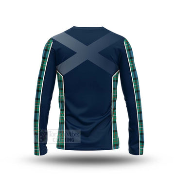 Ferguson (Fergusson) Tartan Long Sleeve T-Shirt with Family Crest and Scottish Thistle Vibes Sport Style