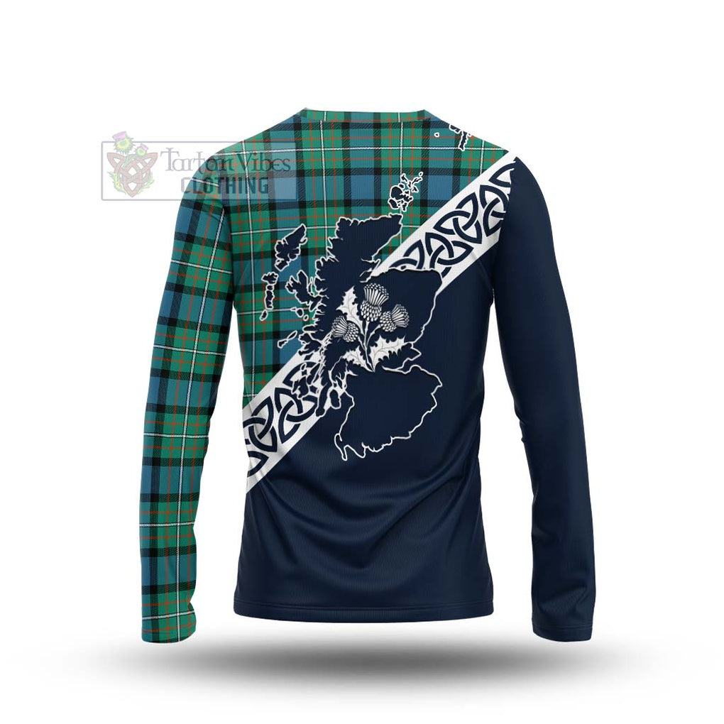 Tartan Vibes Clothing Ferguson (Fergusson) Tartan Long Sleeve T-Shirt Featuring Thistle and Scotland Map