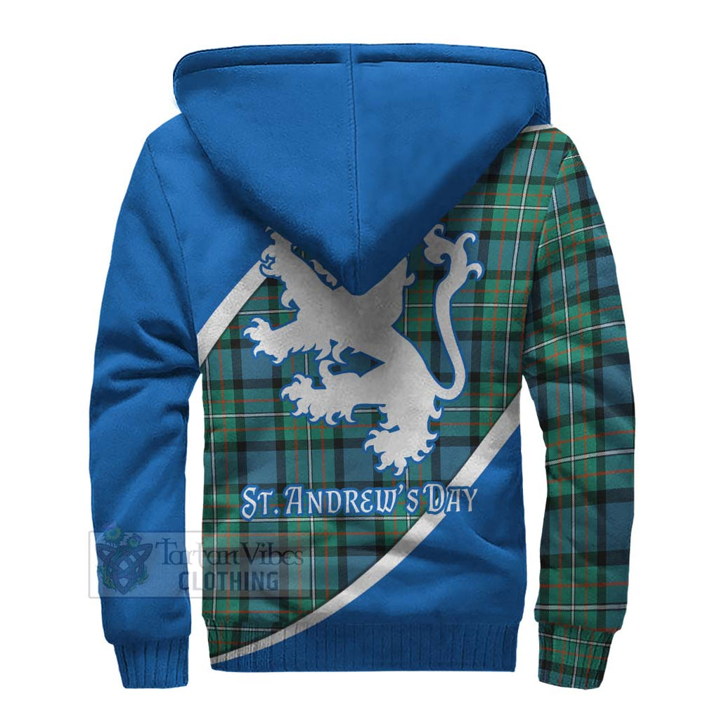 Tartan Vibes Clothing Ferguson (Fergusson) Family Crest Tartan Sherpa Hoodie Celebrate Saint Andrew's Day in Style