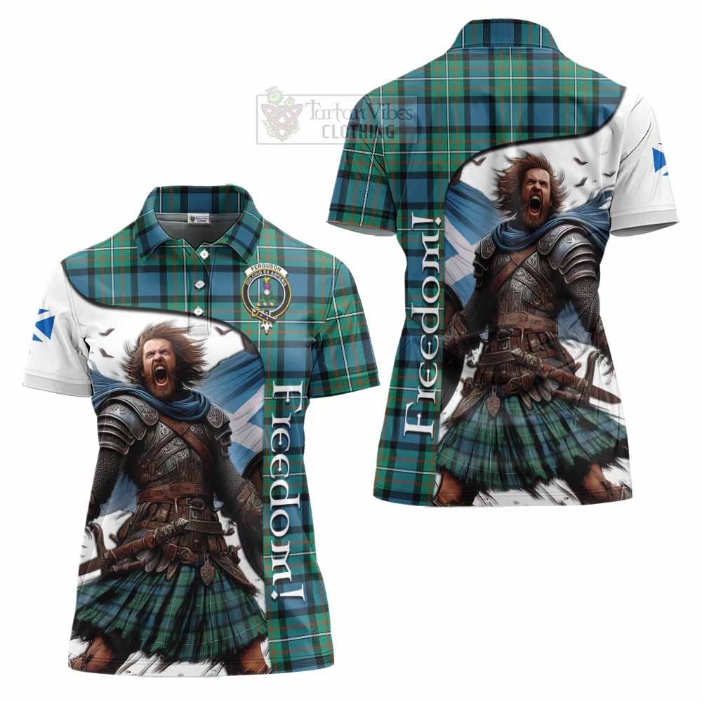 Tartan Vibes Clothing Ferguson (Fergusson) Crest Tartan Women's Polo Shirt Inspired by the Freedom of Scottish Warrior