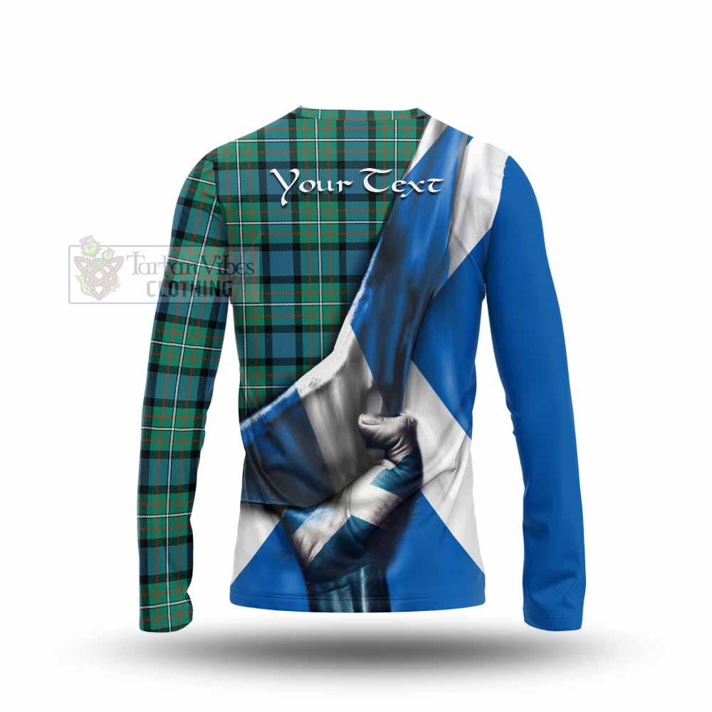 Tartan Vibes Clothing Ferguson (Fergusson) Tartan Long Sleeve T-Shirt with Family Crest Scotland Patriotic Style