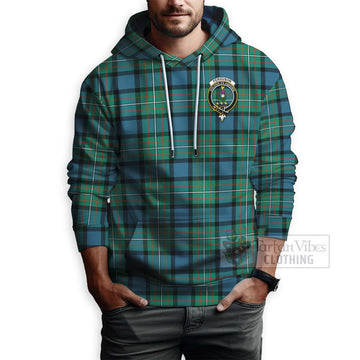 Ferguson (Fergusson) Tartan Hoodie with Family Crest and Bearded Skull Holding Bottles of Whiskey