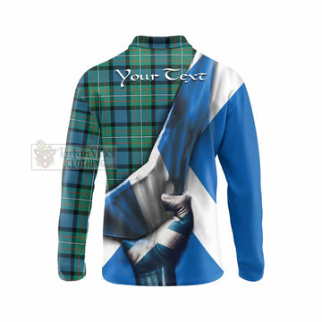 Ferguson (Fergusson) Tartan Long Sleeve Polo Shirt with Family Crest Scotland Patriotic Style