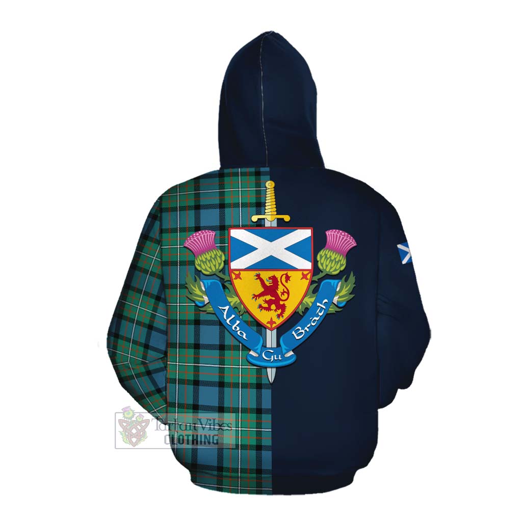 Tartan Vibes Clothing Ferguson (Fergusson) Tartan Cotton Hoodie Alba with Scottish Lion Royal Arm Half Style