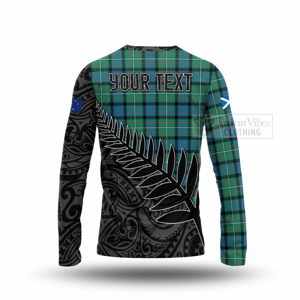 Tartan Vibes Clothing Ferguson (Fergusson) Crest Tartan Long Sleeve T-Shirt with New Zealand Silver Fern Half Style