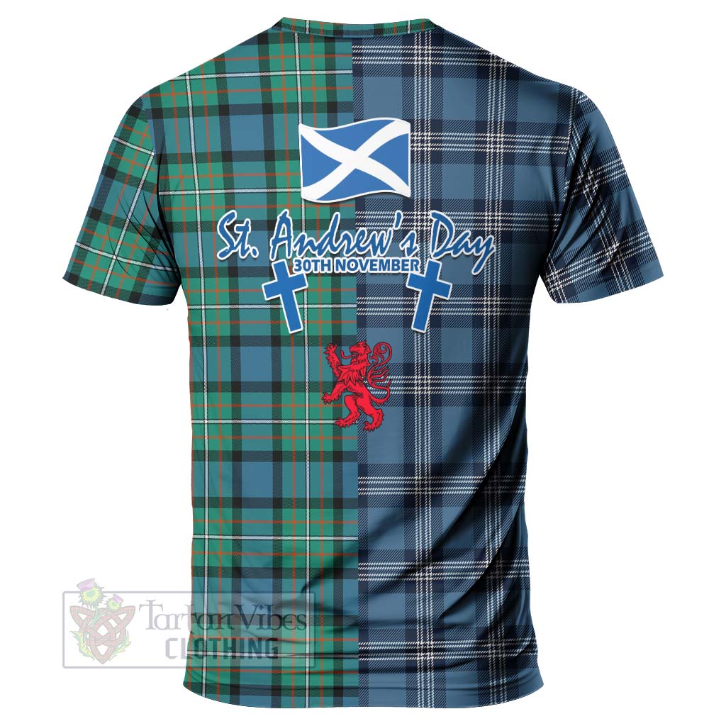 Tartan Vibes Clothing Ferguson (Fergusson) Tartan T-Shirt Happy St. Andrew's Day Half Tartan Style