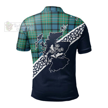 Ferguson (Fergusson) Tartan Polo Shirt Featuring Thistle and Scotland Map