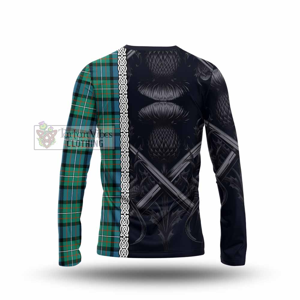 Tartan Vibes Clothing Ferguson (Fergusson) Tartan Long Sleeve T-Shirt with Family Crest Cross Sword Thistle Celtic Vibes