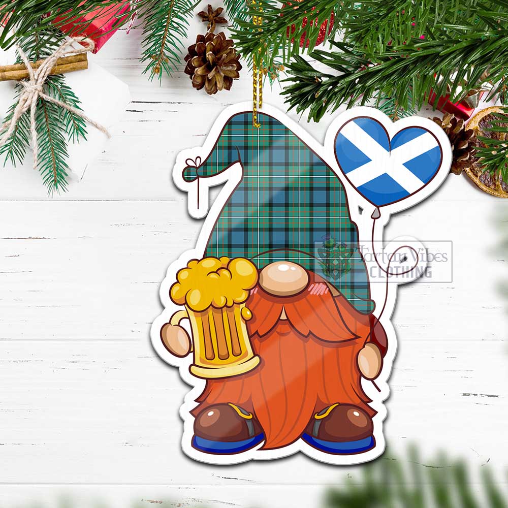 Tartan Vibes Clothing Ferguson (Fergusson) Tartan Gnome Holding Beer Glass Christmas Ornament with Personalized National Flag